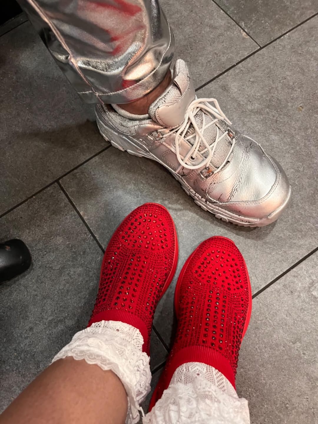 Customer photo review of Lucky Step Rhinestone Slip-On Walking Shoes