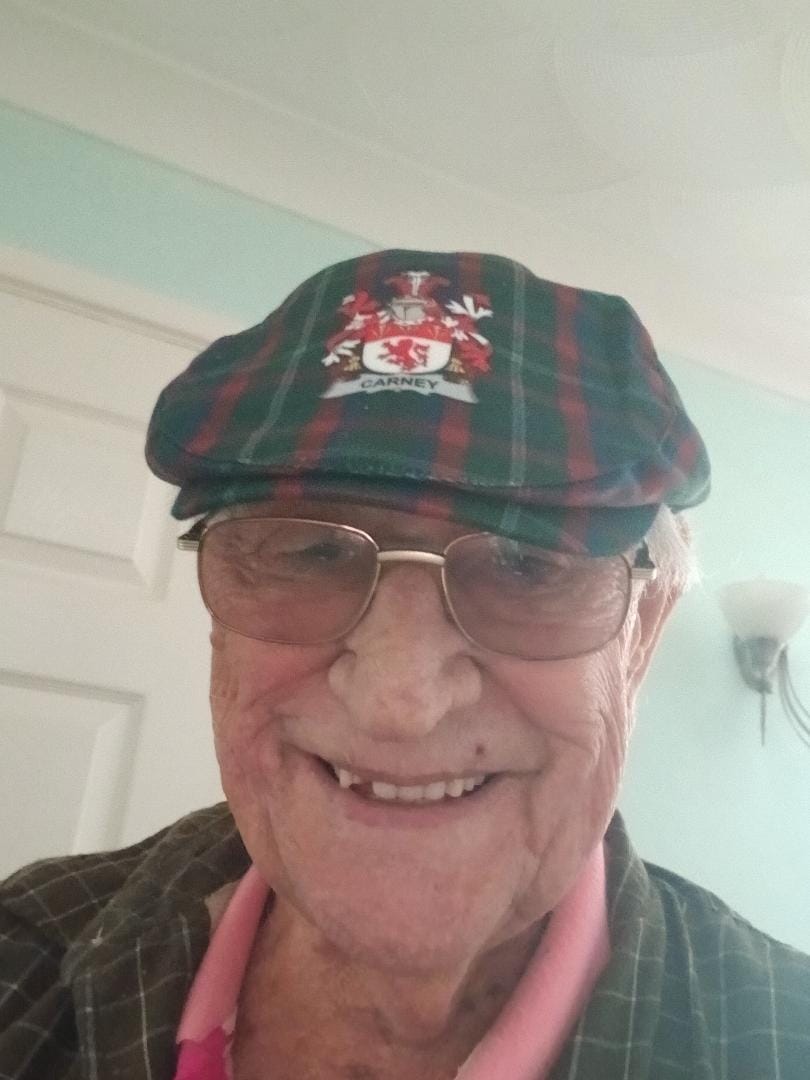 Customer photo review of Carney Irish Clan Tartan Jeff Cap, Tartan Flat Cap with Coat of Arm