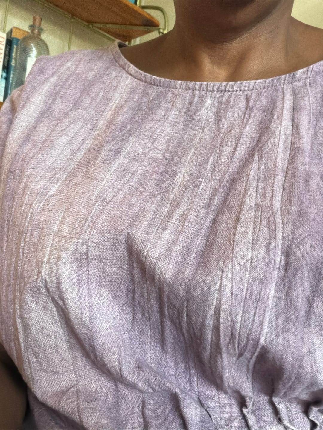 Customer photo review of Plus Size Women Vintage Solid Linen Cotton Shirt+Pants