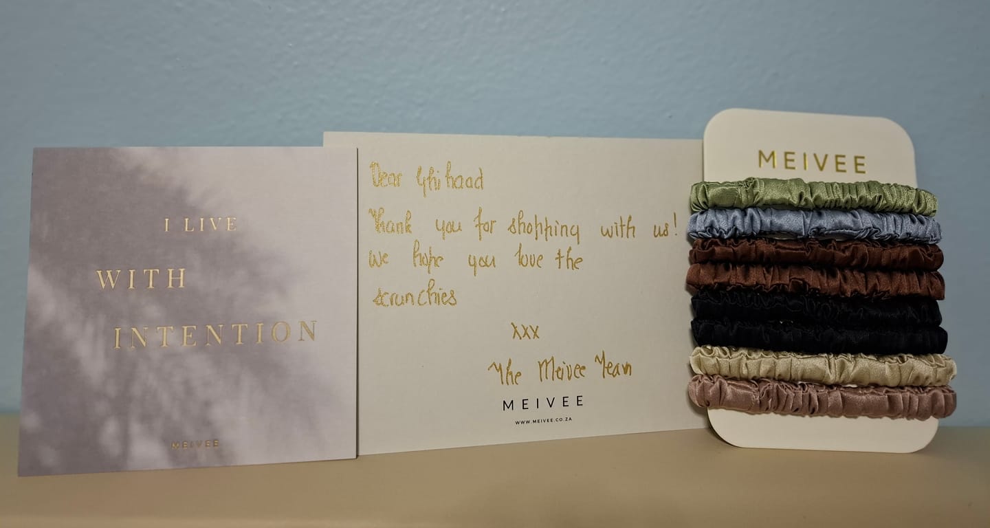 Customer photo review of 100% Silk Skinny Scrunchies