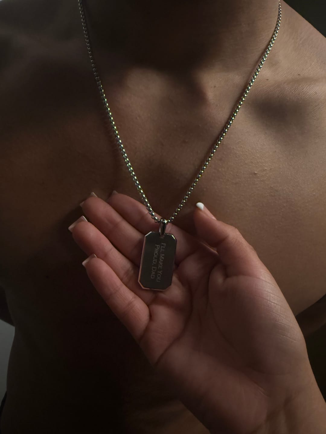 Customer photo review of Matte Modern Dog Tag