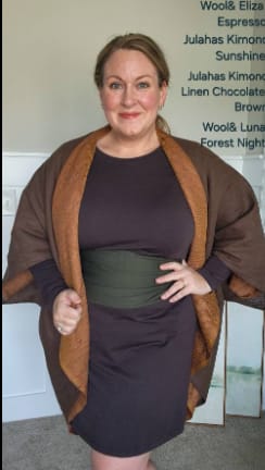 Customer photo review of NEW! JIVA Wool Silk Kimono Sunshine