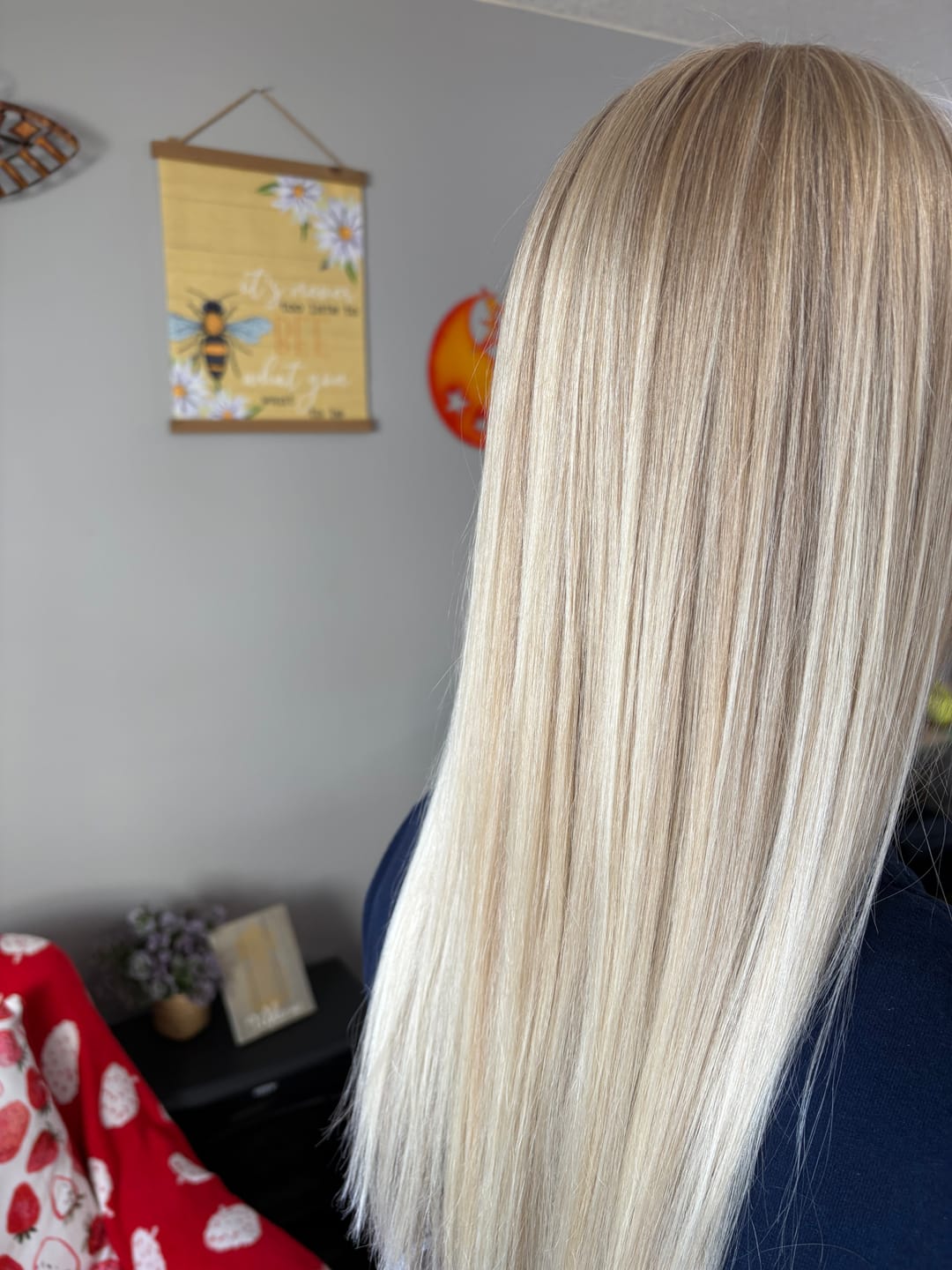 Customer photo review of Virgin XO Invisible Weft with PU Hole Hair Extensions Blonde Balayage #3/8/22