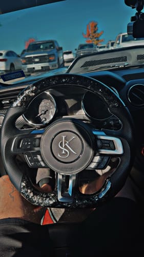 Customer photo review of 2015-2023 Ford Mustang Carbon Fiber Steering Wheel - Customizable