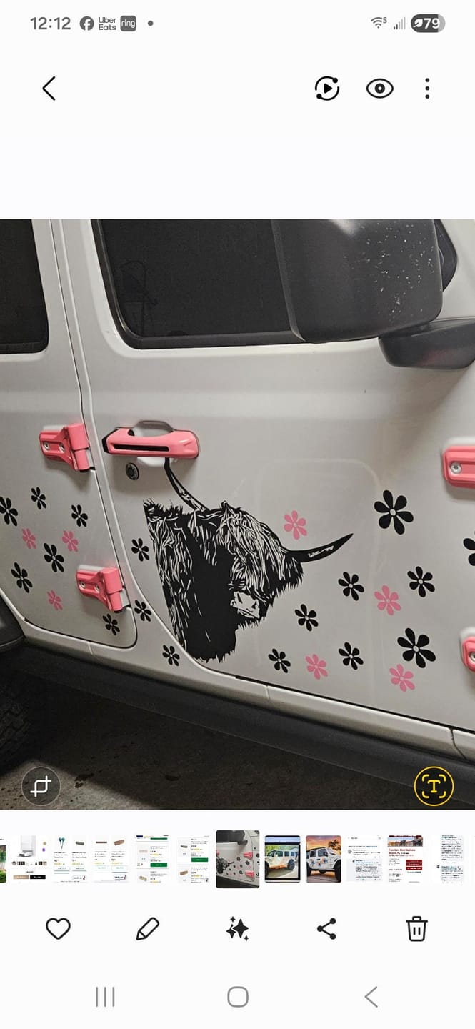 Customer photo review of Peeking Scottish Highland Cow Vinyl Wall Decal. Farmland Style Decor. #6319