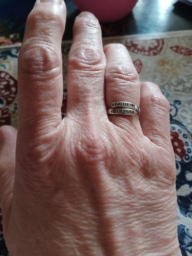Customer photo review of FAITH OVER FEAR RING - (ADJUSTABLE)