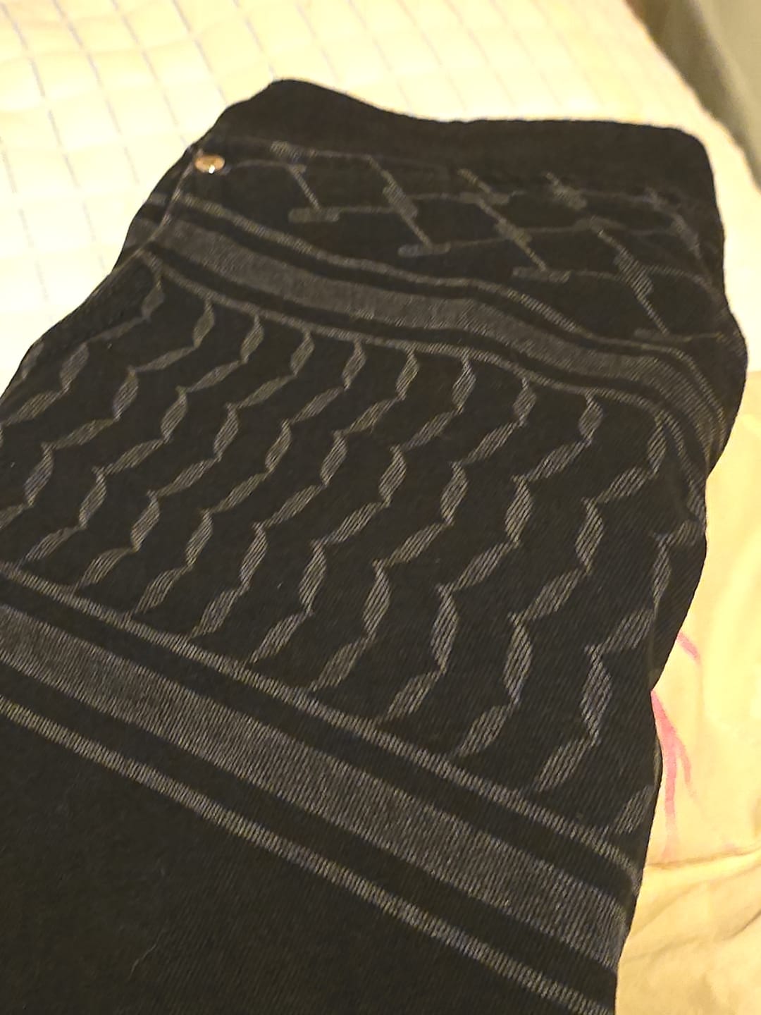 Customer photo review of Kuffiyah Engraved Denim Skirt