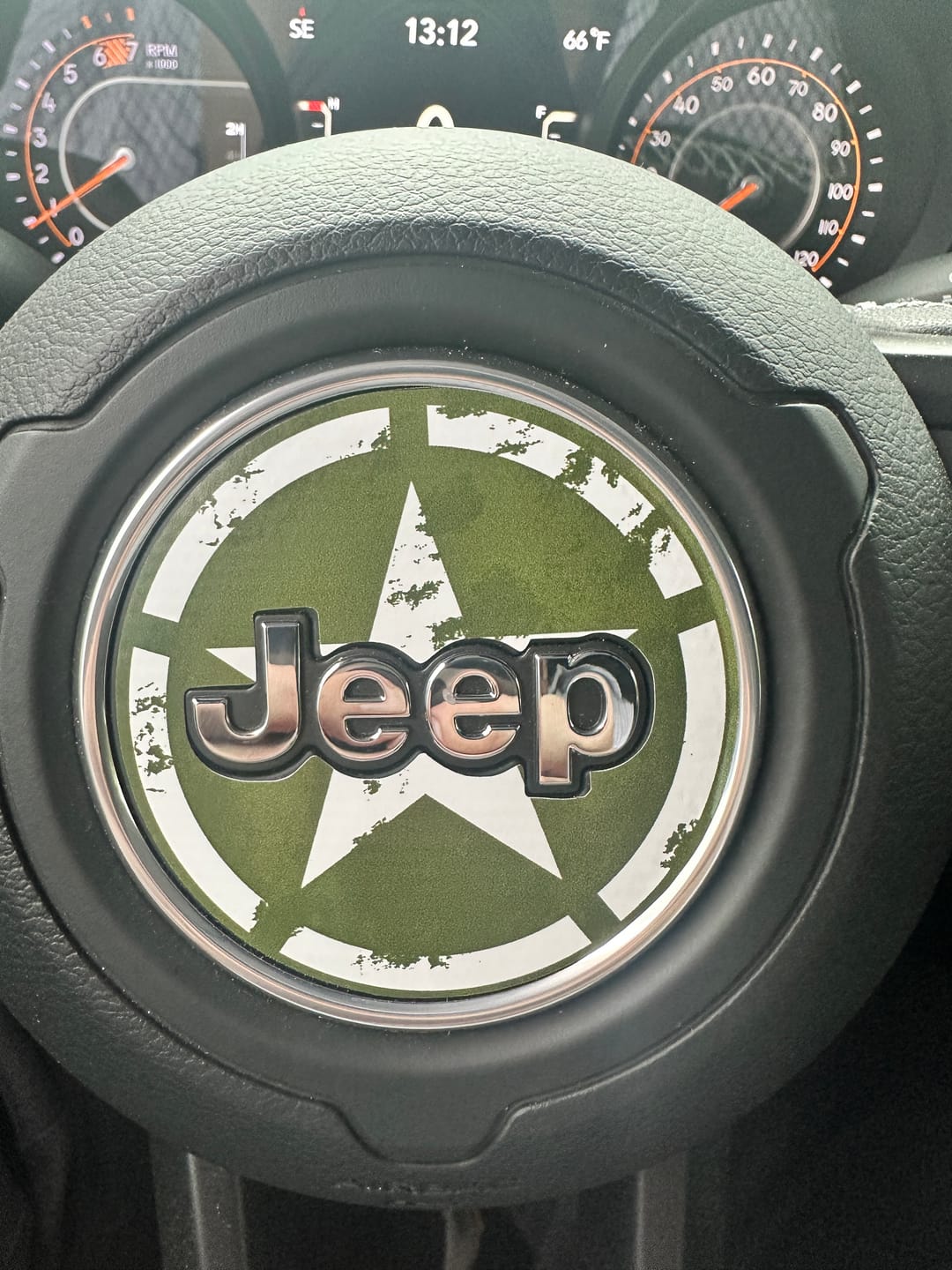 Customer photo review of Army Star Steering Wheel Decal for Jeep