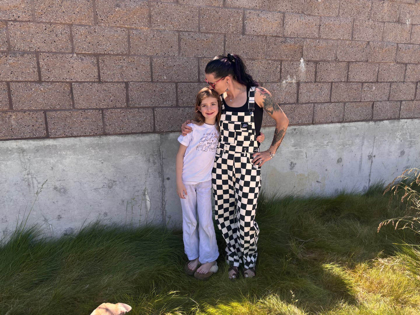 Customer photo review of Born Bad Washed Overalls - Checkered