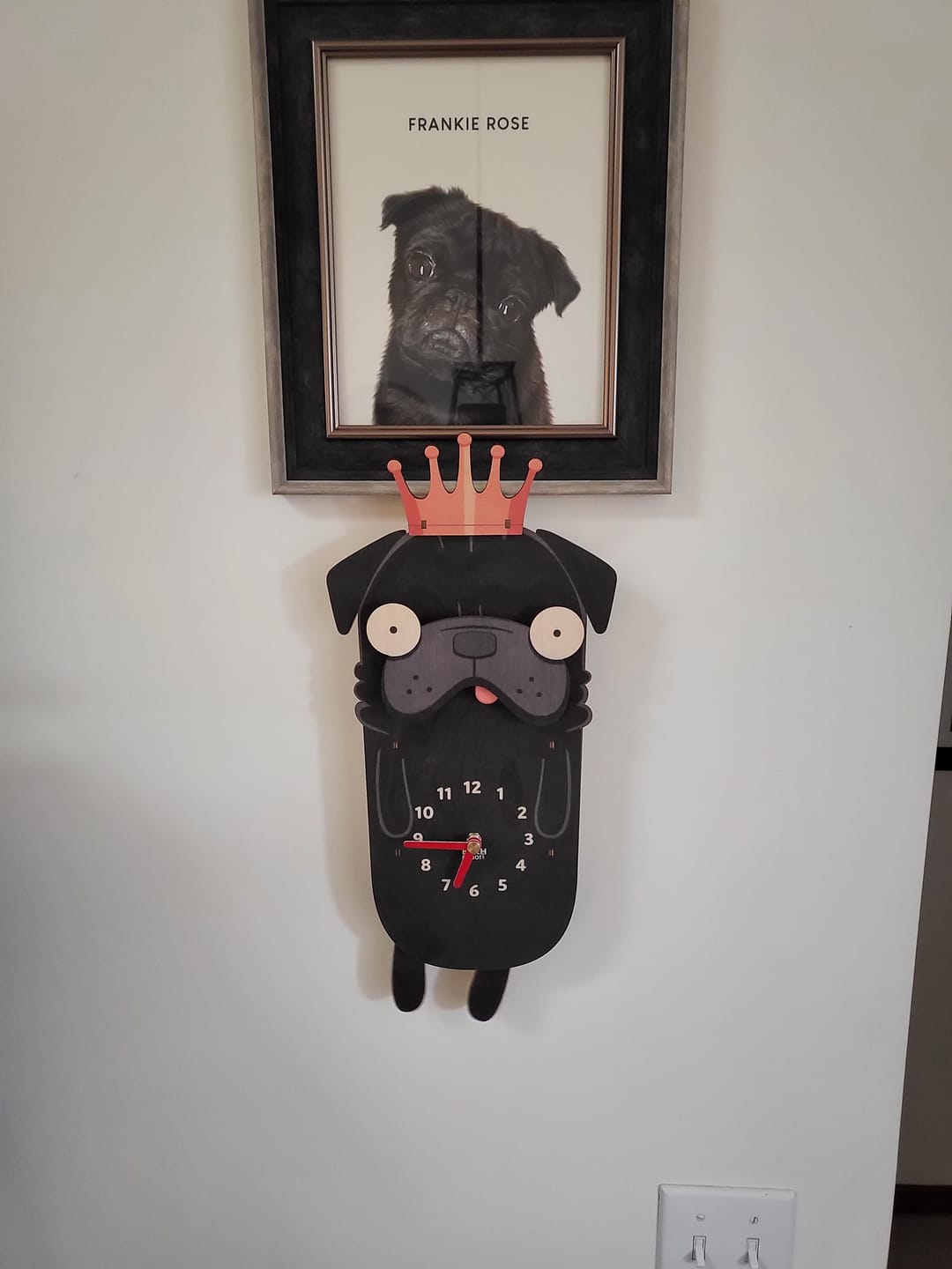 Customer photo review of Penny the Pug Pendulum Clock