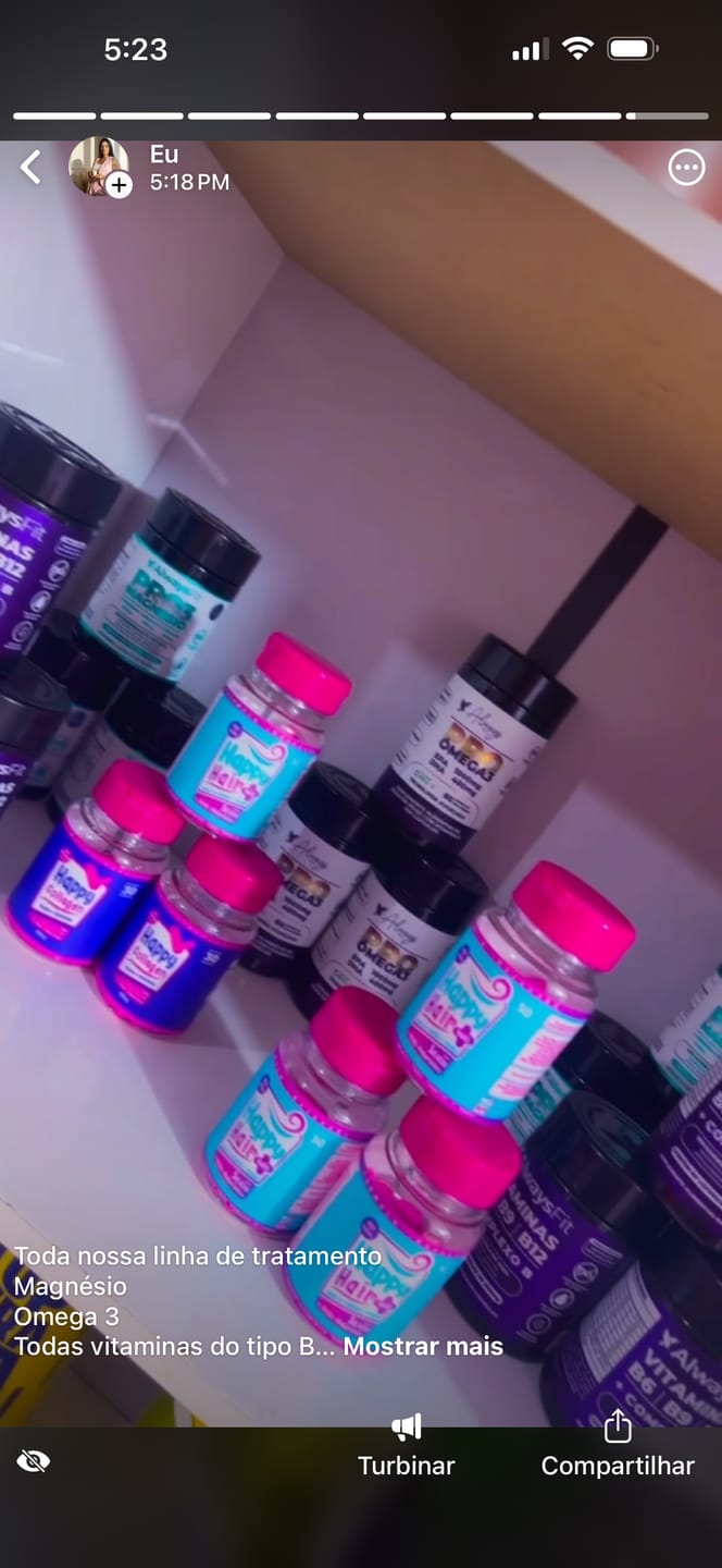 Customer photo review of Happy Hair 6 Potes + 6 Potes Grátis + 2 Colágenos + 1 Happy Calm (Total 15 Potes)