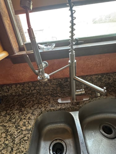Customer photo review of Gothenburg - Pull Down Spray Dual Handle Swivel Spout Kitchen Faucet