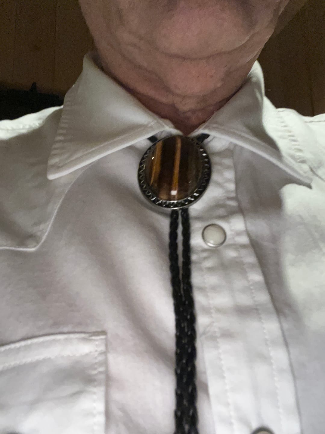 Customer photo review of The Tiger Eye Stone - Bolo Tie and Gift Box