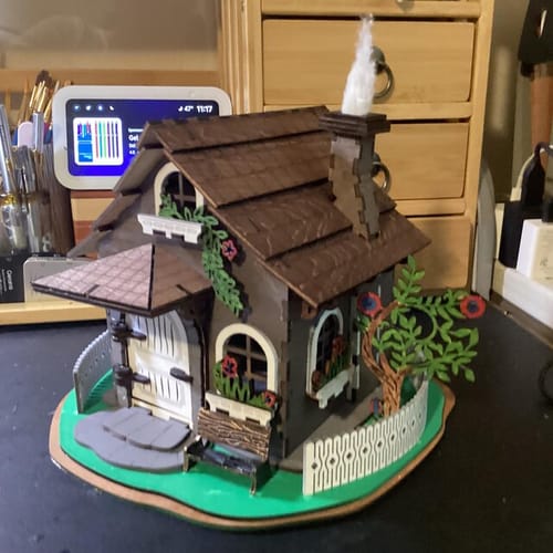 Customer photo review of Floral House Candle Holder SVG Laser Cut File