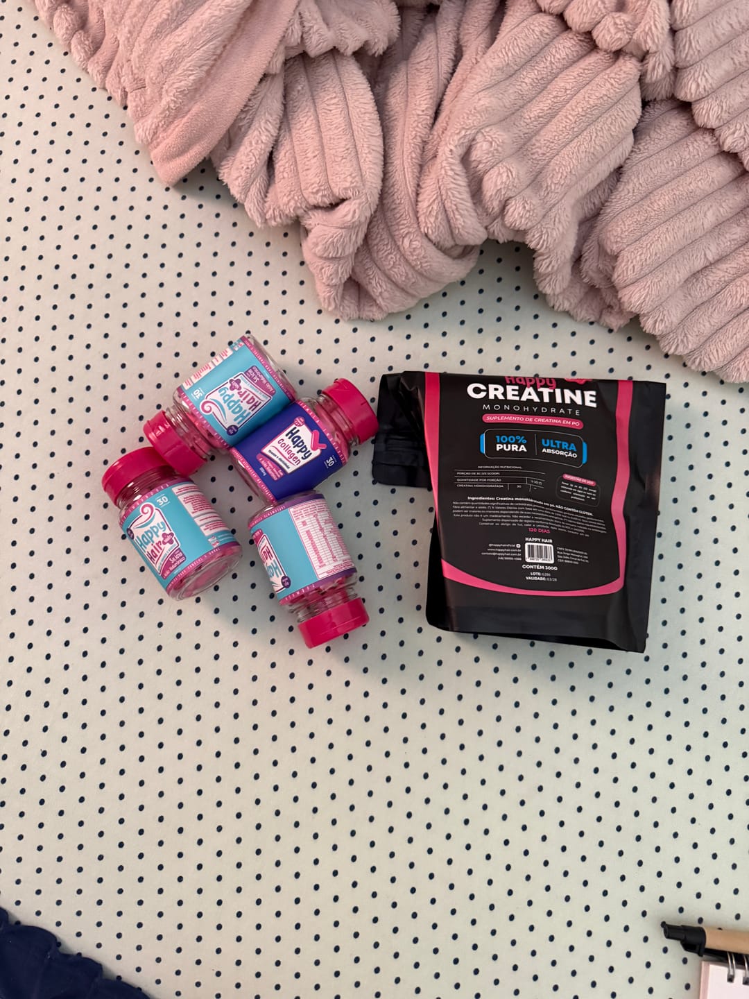 Customer photo review of Happy Hair 3 Potes + 1 Colágeno Grátis