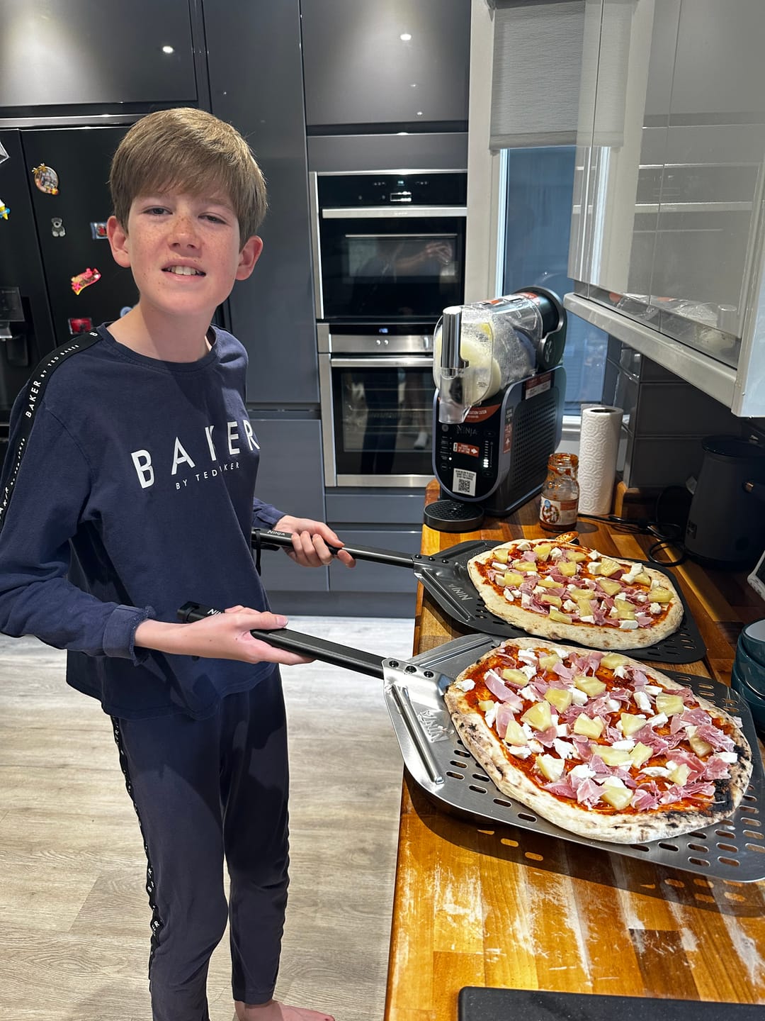 Customer photo review of Topped Ham & Pineapple Pizza