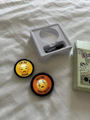 Customer photo review of MoodPin™ - Mood Badge