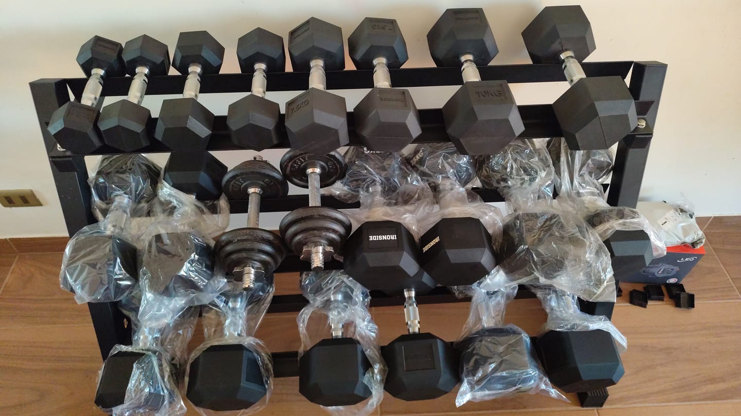 Customer photo review of Pack IRONSIDE Mancuernas Hexagonales (KG) + Rack de Almacenamiento