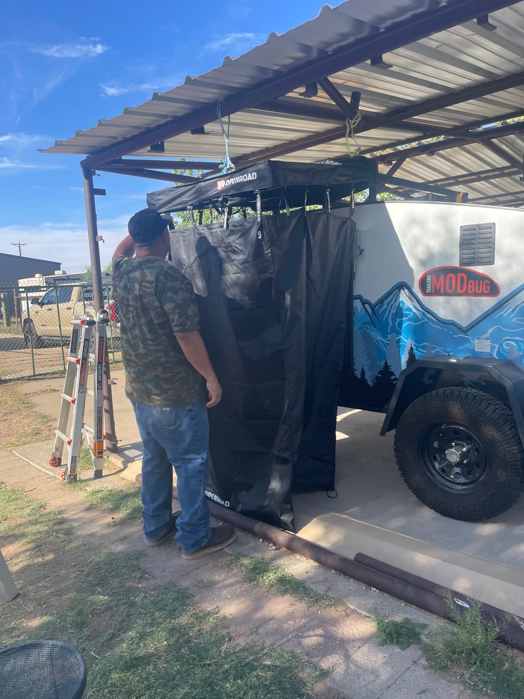 Customer photo review of OPENROAD Quick-Open Overland Shower/Privacy Awning V2
