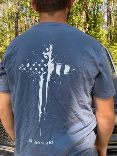 Customer photo review of Galatians 5:1 Shirt