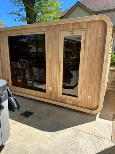 Customer photo review of Smartmak 6-8 Person Outdoor Traditional Sauna with Panoramic Glass and Integrated Lounge/Changing Area - Square 3