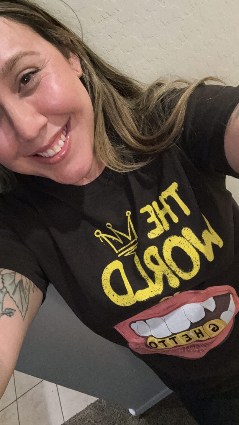 Customer photo review of The World Is Ghetto T-Shirt