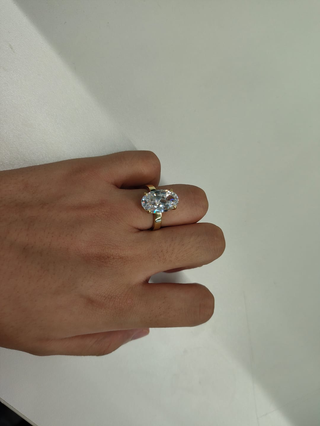 Customer photo review of S925 6.0Ct Solitaire Oval Cut Engagement Ring In Sterling Silver Stackable Ring For Women