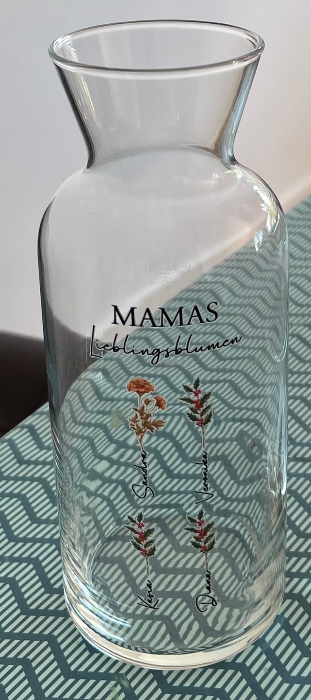 Customer photo review of Mamas Garten - Personalisierte Vase mit Namen und Blumen für Mama und Oma