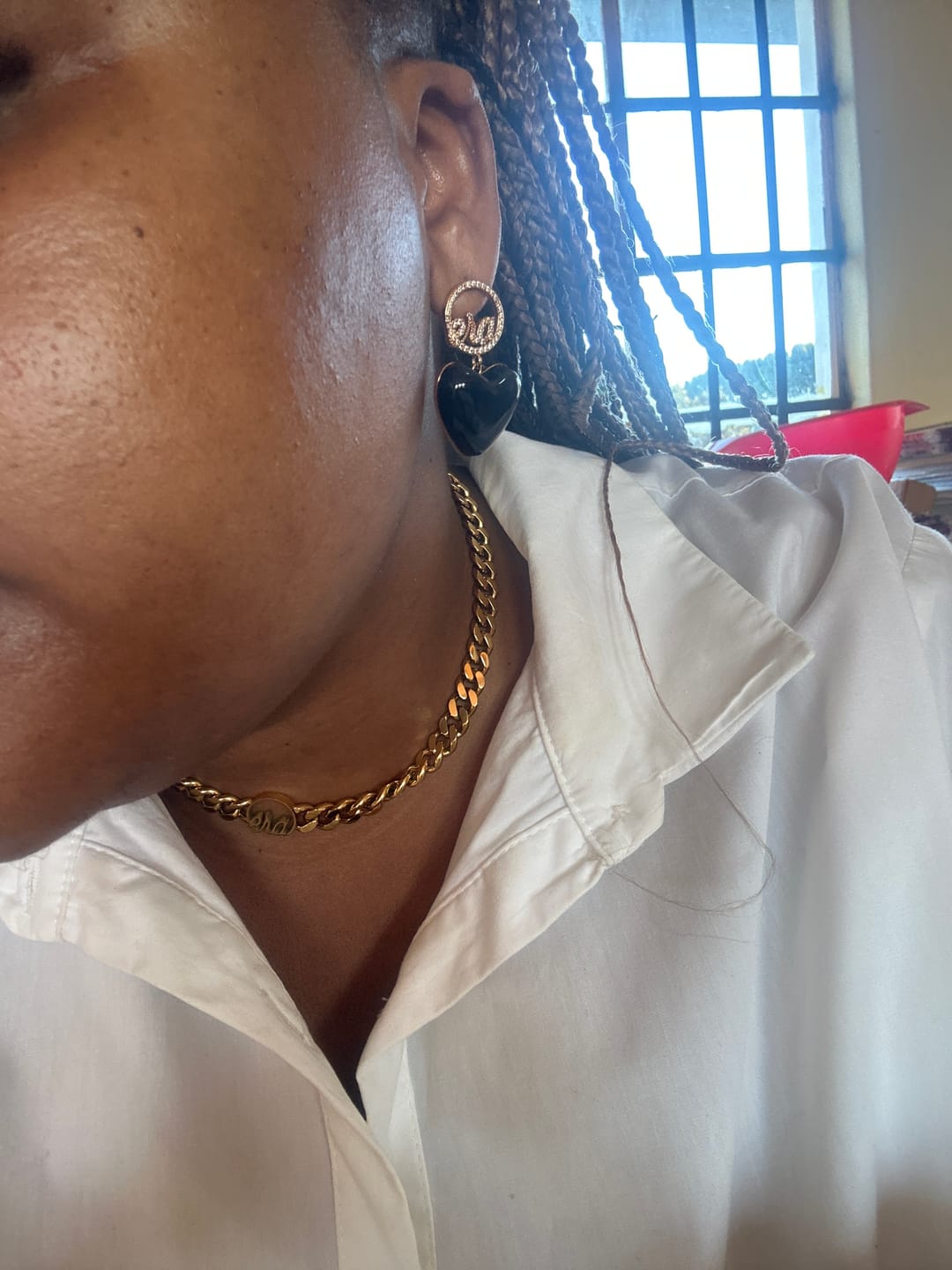 Customer photo review of Black Era Adore Gold Earrings