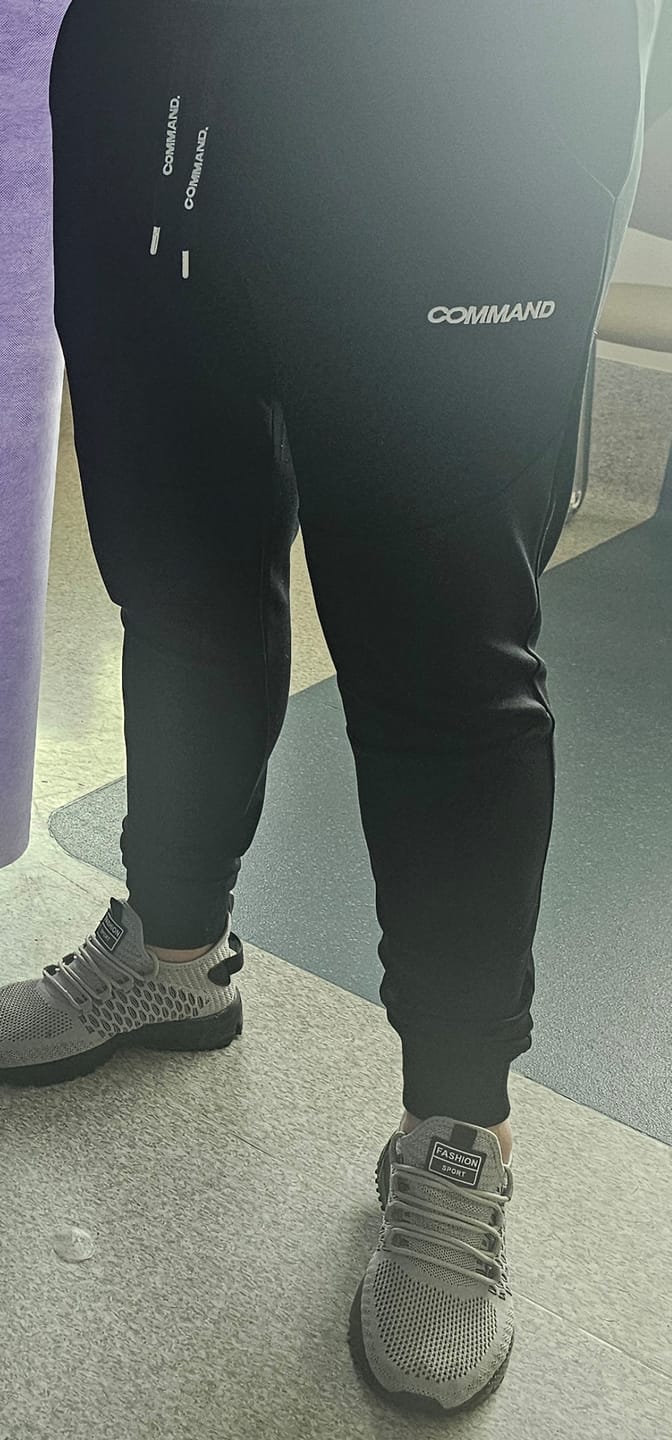 Customer photo review of GREY DAILY TRACK PANTS