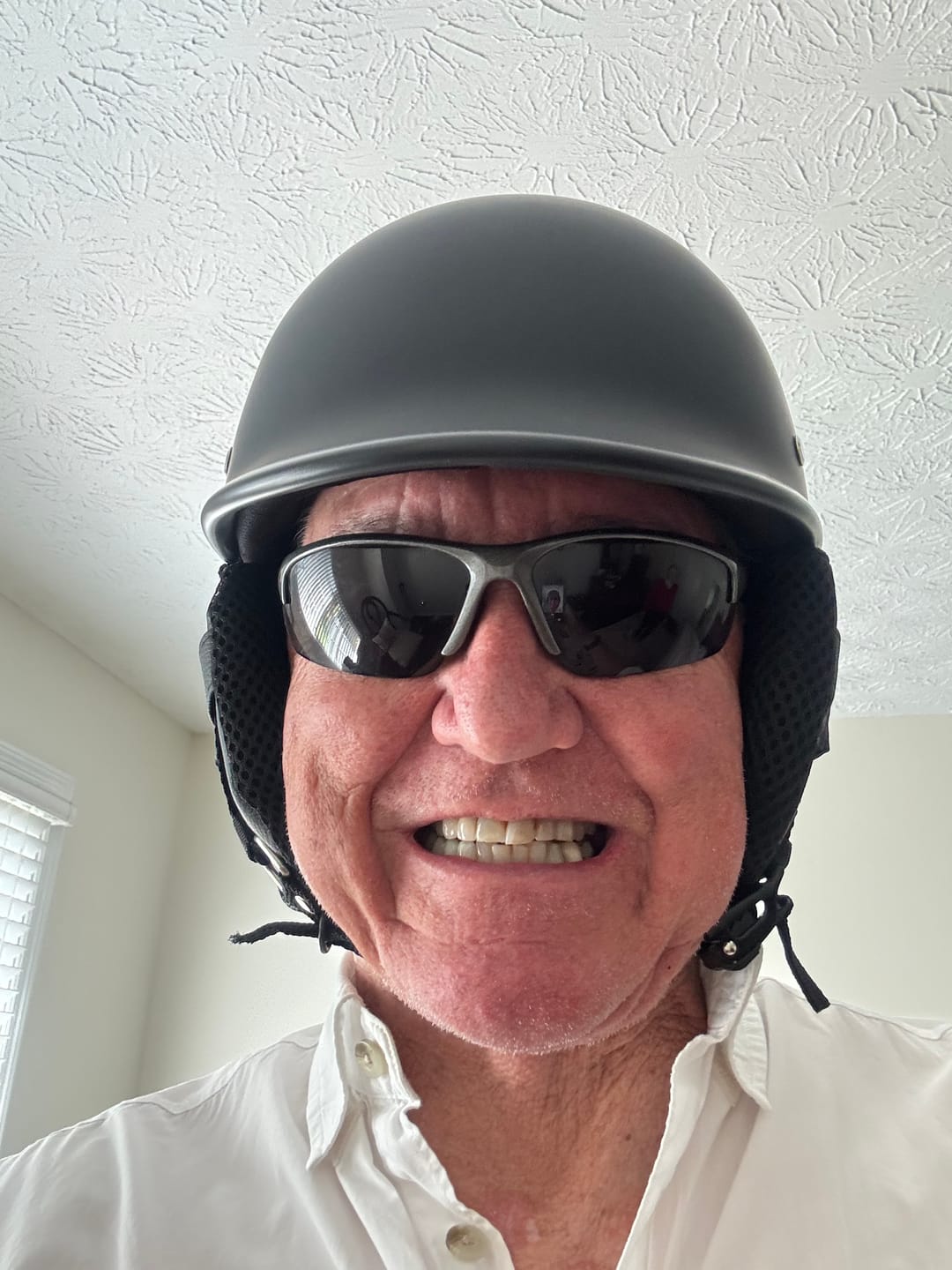 Customer photo review of World's Smallest & Lightest DOT Open Face Polo Helmet- Matte Black