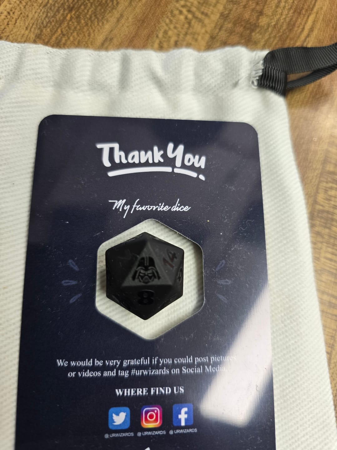Customer photo review of URWizards D&D Obsidian Gemstone Raised Dice Set Darth Vader