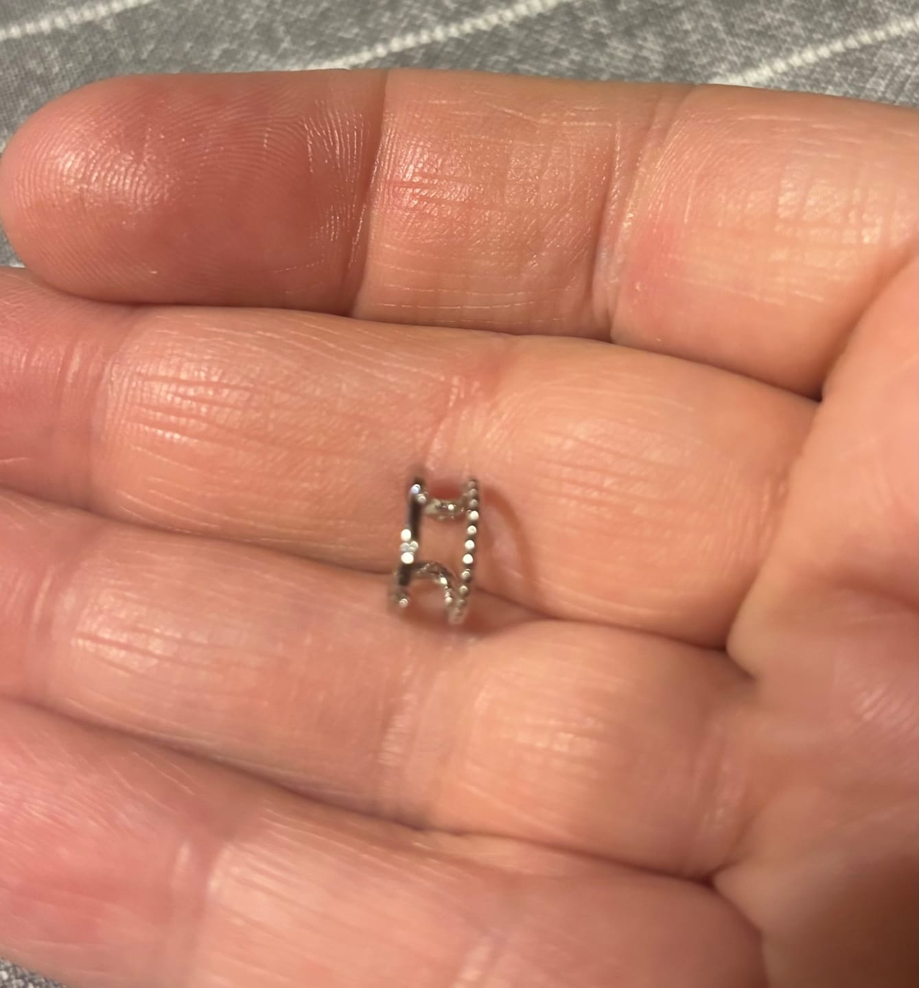 Customer photo review of Sasha 18k White Gold Plated 10mm Hoop Ear Cuff with Swarovski Crystals
