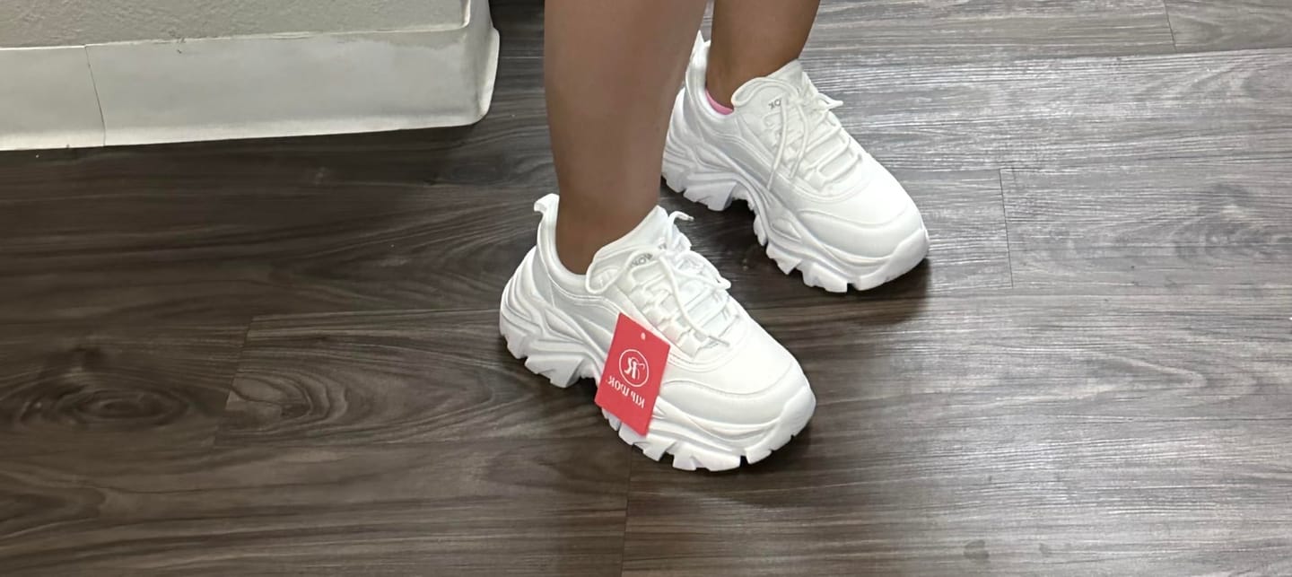 Customer photo review of Lucky Step White Chunky Platform Sneakers