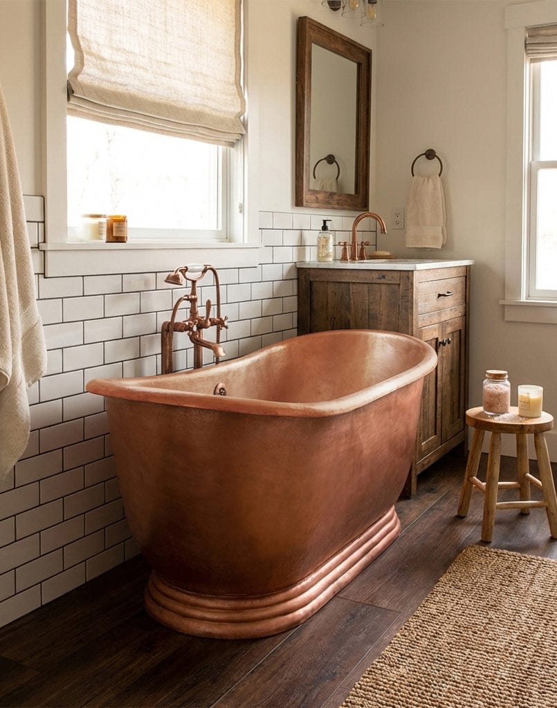 Customer photo review of Elite Double Slipper Natural Copper Freestanding Bathtub ET-C-DS07