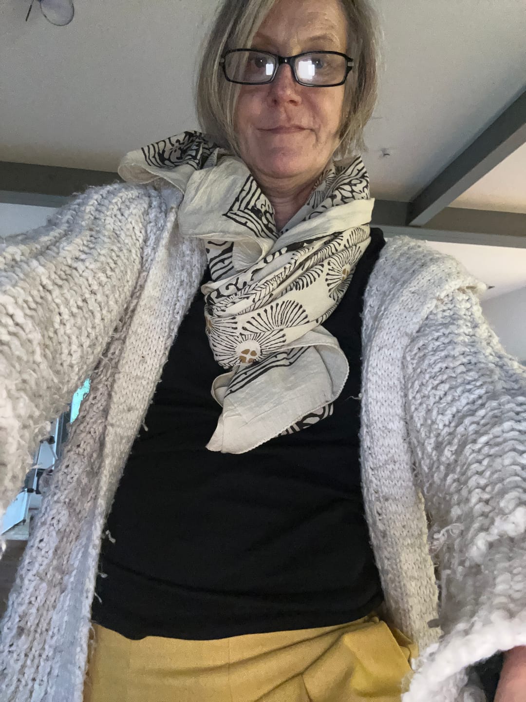 Customer photo review of Buddha Stones – Unifarbene Hose aus Baumwollleinen mit hoher Taille und weitem Bein und Taschen