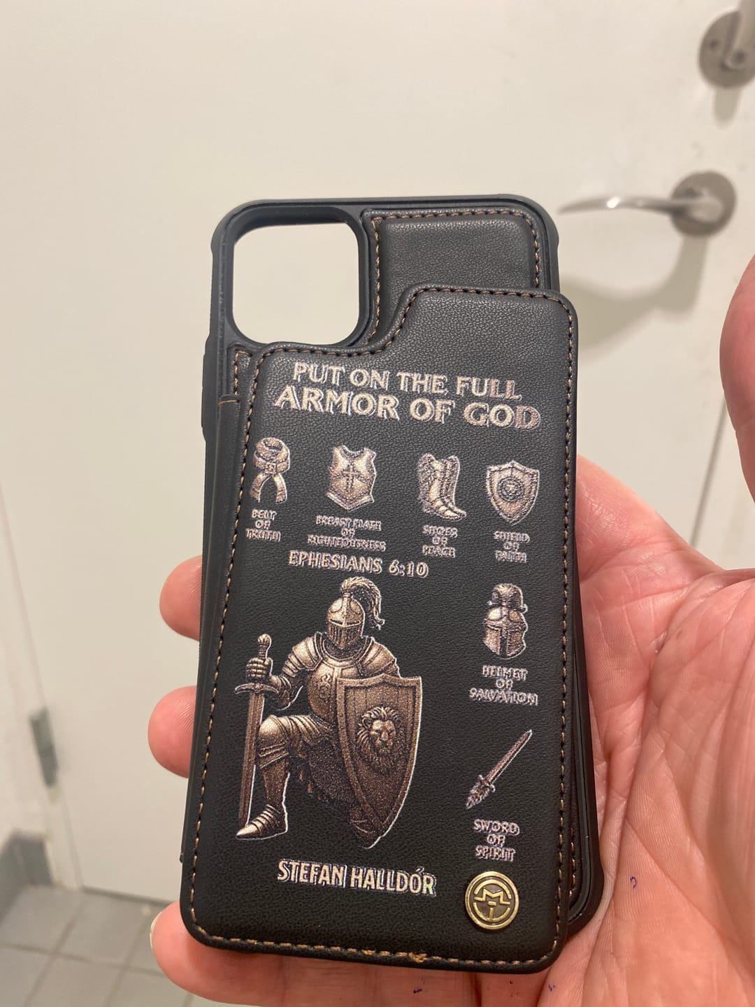 Customer photo review of Put On The Full Amor Of God - Personalized Christian Wallet Phone Case