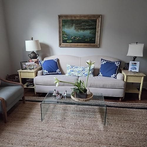 Customer photo review of Coastal Indoor Outdoor Throw Pillow Cover, Embroidered Frame Greek Key, Navy Blue, 20"x20"