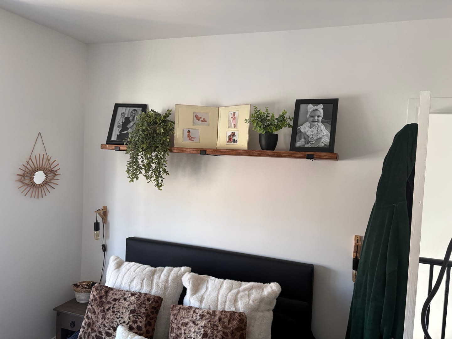 Customer photo review of Rustic Wooden Wall Shelves with Industrial Style Bracket | 22.5cm depth
