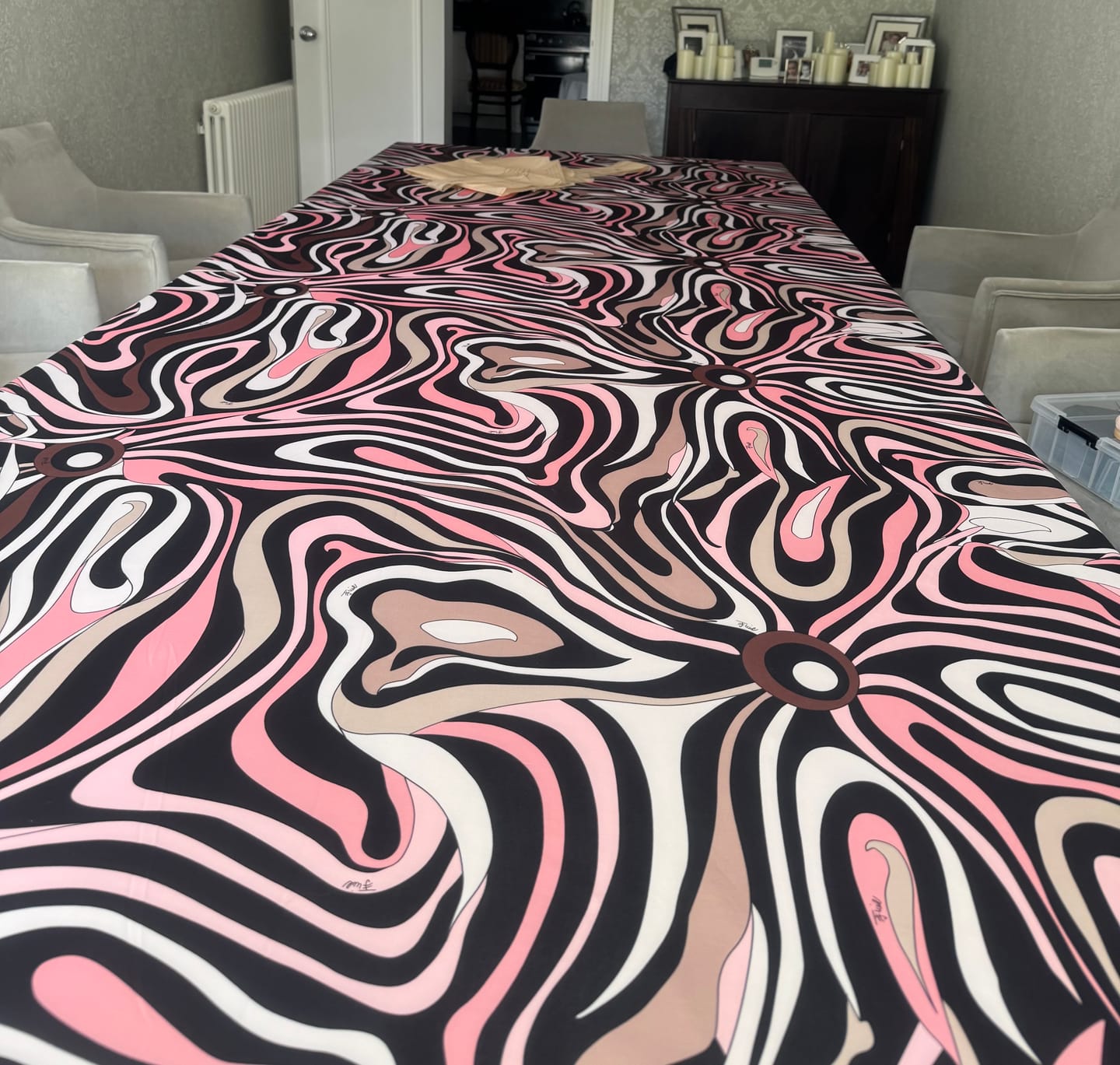 Customer photo review of Pink Retro Lycra Stretch Fabric by the Metre