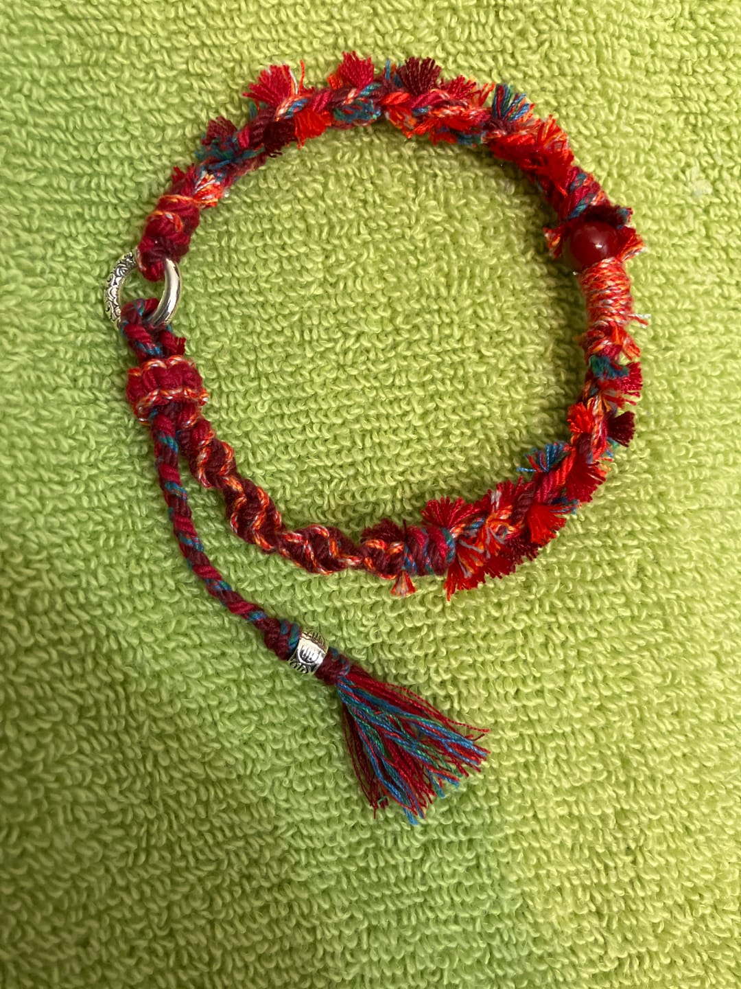 Customer photo review of Tibetan Love Bracelet - Handwoven Cotton Wristband with Vibrant Energy