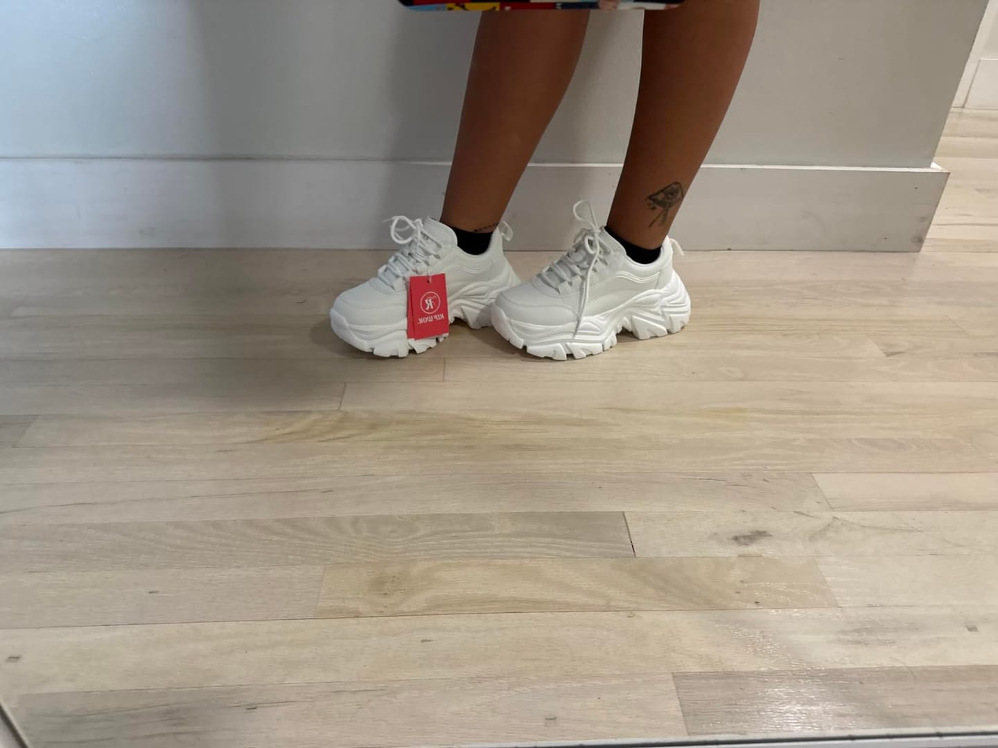 Customer photo review of Lucky Step White Chunky Platform Sneakers