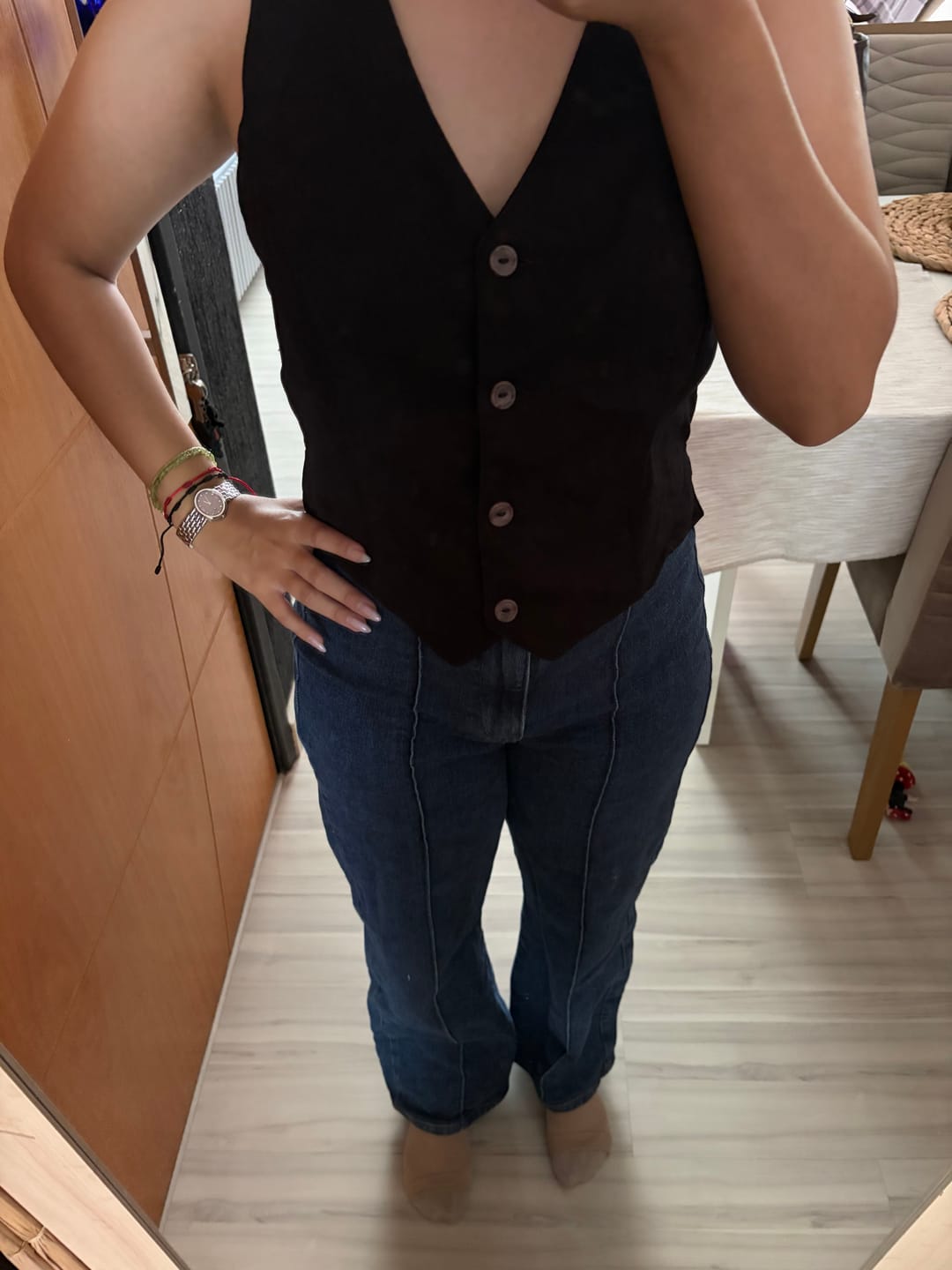 Customer photo review of Calça Jeans Reta Mandacaru Azul Escuro