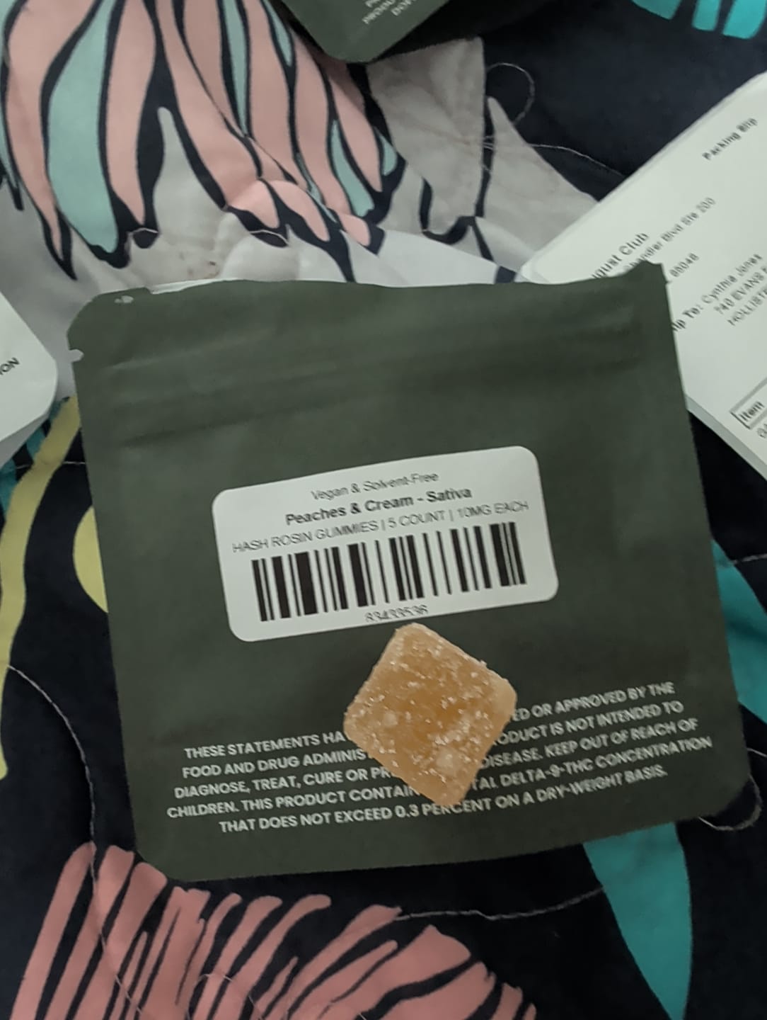 Customer photo review of Hash Rosin Gummies