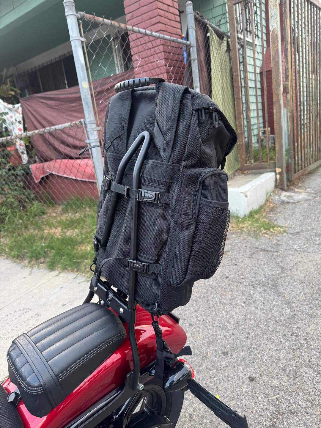 Customer photo review of 32L - Trident Large Motorcycle Sissy Bar Backpack