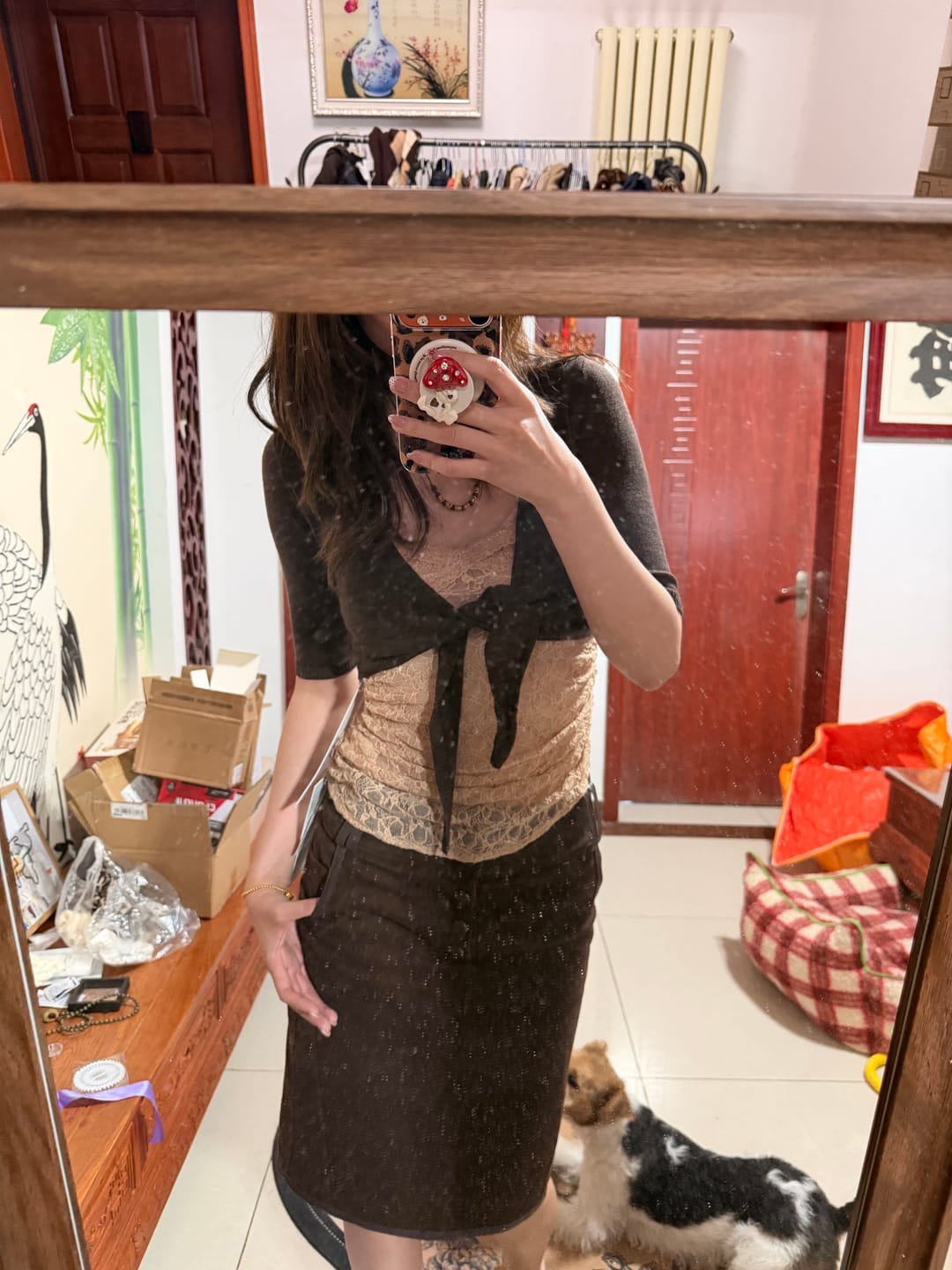 Customer photo review of IAMXIAA Tie Front Cropped Knit Top