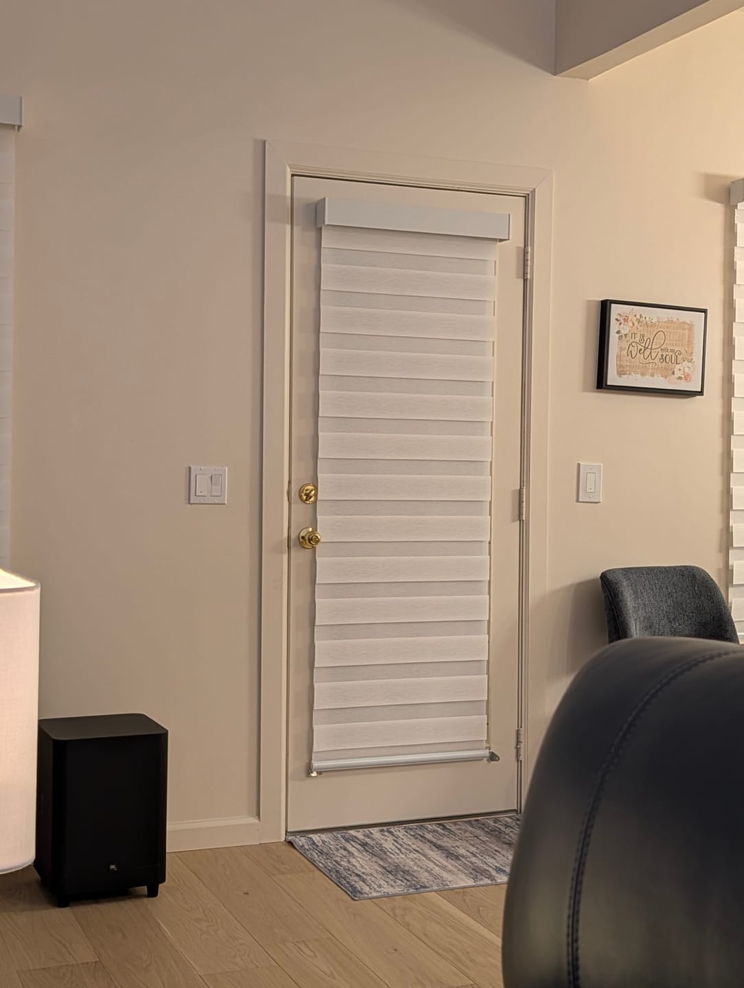 Customer photo review of SmartWings Motorized Zebra Shades 60% Blackout Translucent 75mm Eloise