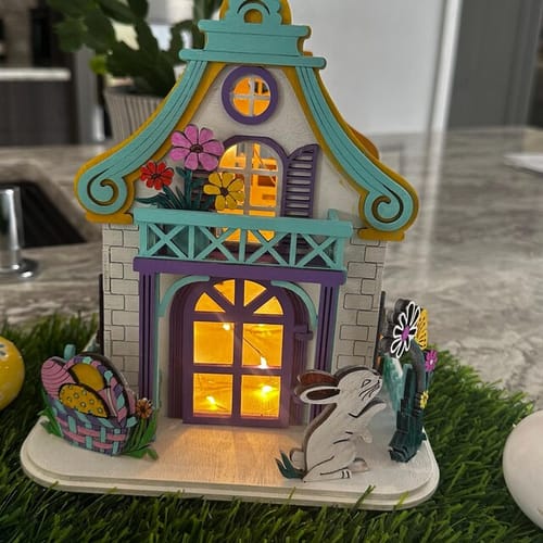 Customer photo review of Easter bunny house candle holder laser cut svg file