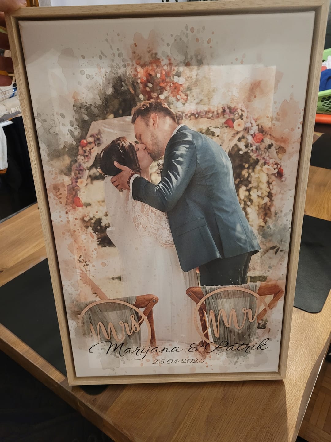 Customer photo review of Dein Hochzeitsfoto als Aquarell Poster | Geschenk zur Hochzeit