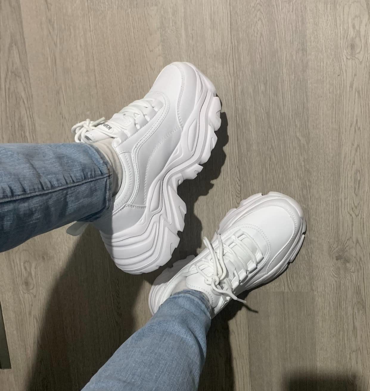 Customer photo review of Lucky Step White Chunky Platform Sneakers